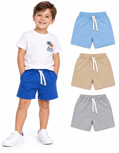 SHORT PARA NENE EN RUSTICO CON CORDON. NARANJO