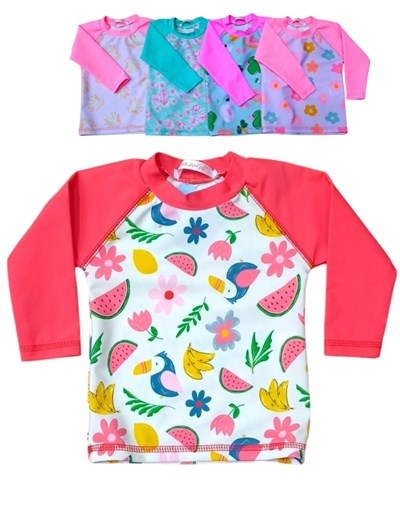 REMERA M/L UV PROTECCION SOLAR +50 ESTAMP CUERPO FRUTAS. NARANJO