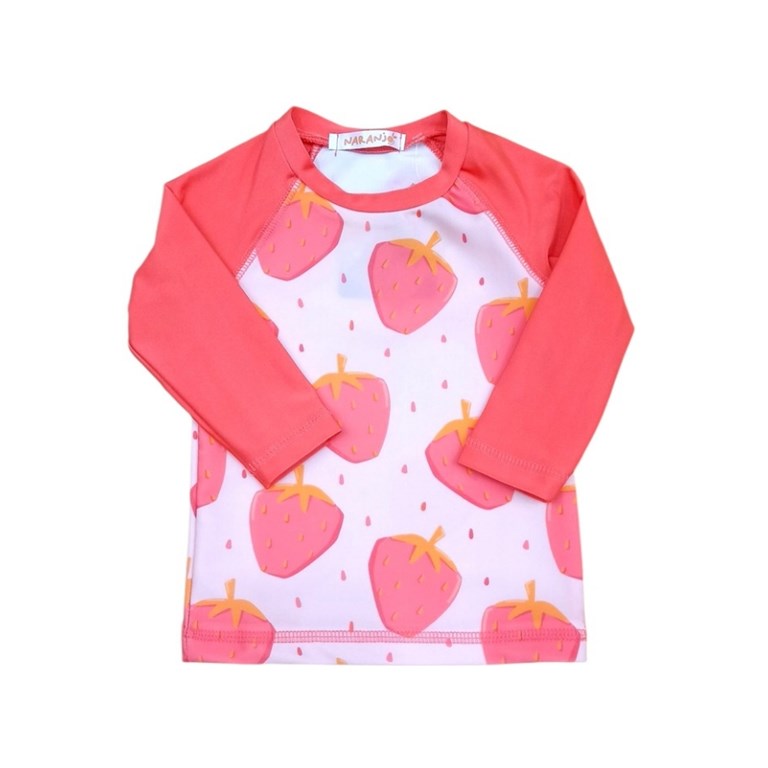 Remera agua manga larga combinada beba. Naranjo