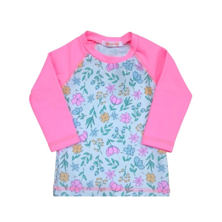 Remera agua manga larga combinada beba. Naranjo