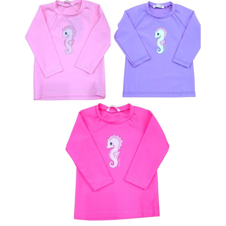 remera uv +50 manga lisa con estampa central bebe naranjo