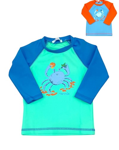 REMERA UV+50 M/L BEBE ESTAMPADA NARANJO