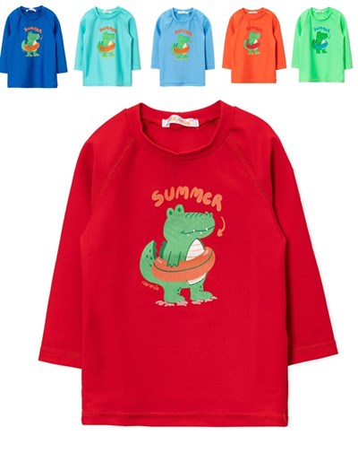 remera manga larga proteccion uv +50 estampa bebes naranjo