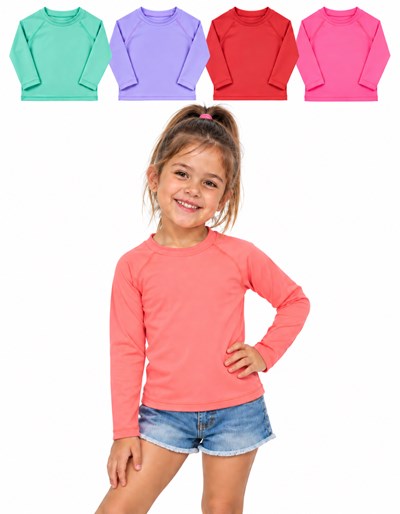 REMERA MANGA LARGA UV+50 LISA PARA NENA NARANJO