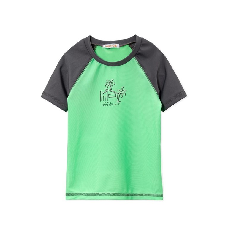 REMERA M/C UV PROTECCION SOLAR +50 NIÑO SURF. NARANJO