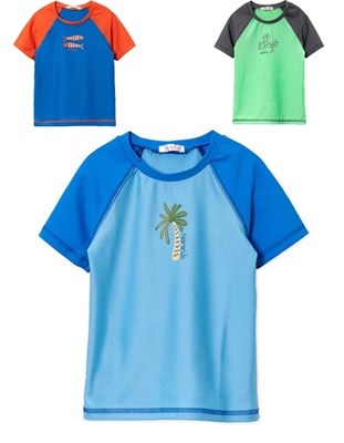 REMERA M/C UV PROTECCION SOLAR +50 NIÑO SURF. NARANJO