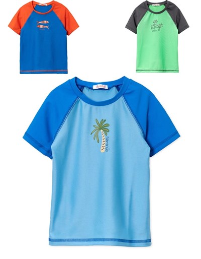 REMERA M/C UV PROTECCION SOLAR +50 NIÑO SURF. NARANJO