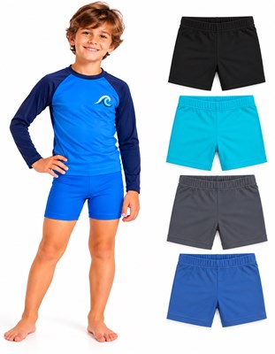 SHORT LISO PARA NIÑO UV+50 CON LYCRA. NARANJO