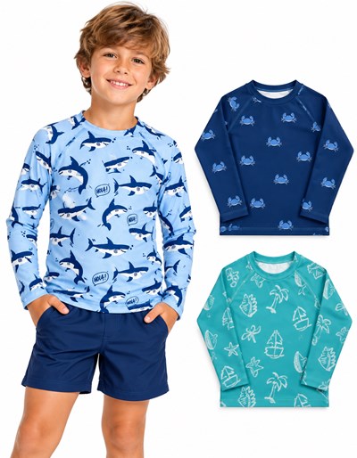 remera uv +50 manga larga estampada combinado varon. Naranjo