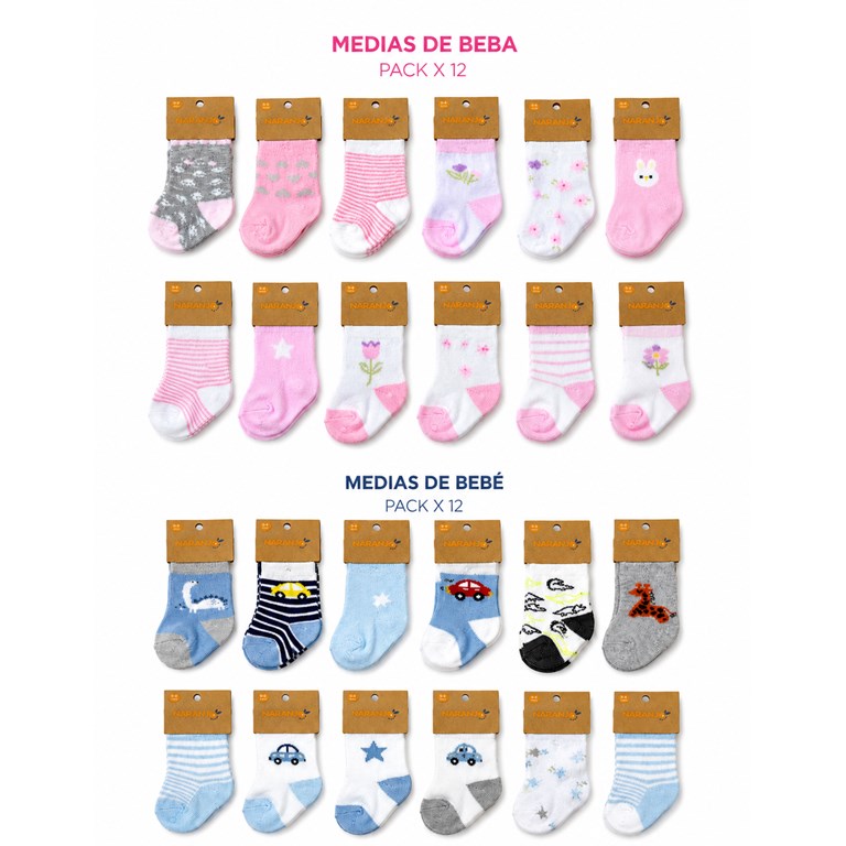 MEDIA PARA BEBE Y BEBA ESTAMPADO COLORES SURTIDOS. NARANJO