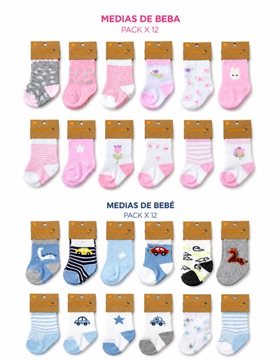 MEDIA PARA BEBE Y BEBA ESTAMPADO COLORES SURTIDOS. NARANJO