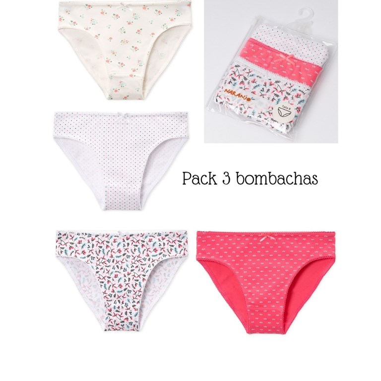 Set de 3 bombachas de nena en estuche de pvc. Naranjo