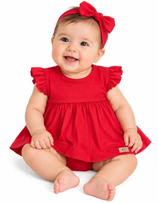 BODY VESTIDO  MANGA CORTA CON VOLADOS EN RIBB. GAMISE