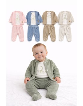 CONJUNTO 3 PIEZAS,  PLUSH CON LYCRA SAQUITO, MEDIO OSITON Y BODY.  GAMISE