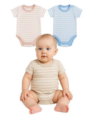 BODY RAYADO ALGODON MANGA CORTA PARA BEBES. GAMISE