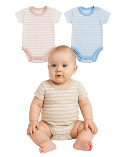 BODY RAYADO ALGODON MANGA CORTA PARA BEBES. GAMISE
