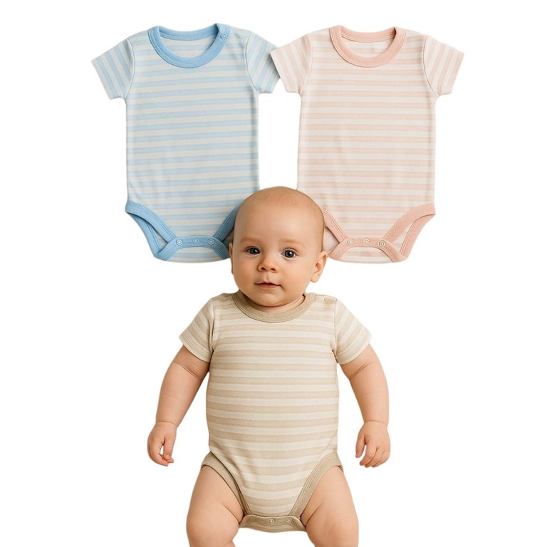 BODY RAYADO ALGODON MANGA CORTA  PARA BEBE. GAMISE