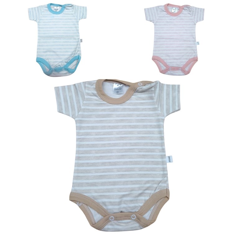 BODY RAYADO ALGODON MANGA CORTA  PARA BEBE. GAMISE