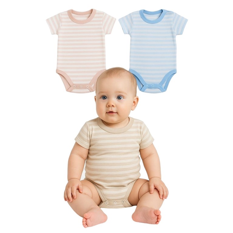 BODY RAYADO ALGODON MANGA CORTA  PARA BEBE. GAMISE