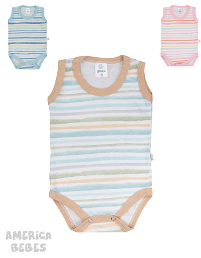 BODY SIN MANGAS ALGODON RAYADO PARA BEBES LINEA TRADICIONAL GAMISE