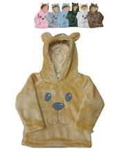 BUZO PIEL DE OSO CON CAPUCHA CON APLIQUE. GAMISE