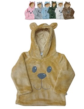 BUZO PIEL DE OSO CON CAPUCHA CON APLIQUE. GAMISE