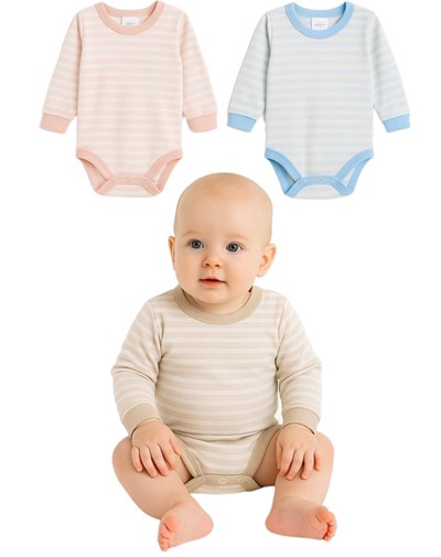 BODY MANGA  LARGA RAYADO PARA BEBE GAMISE