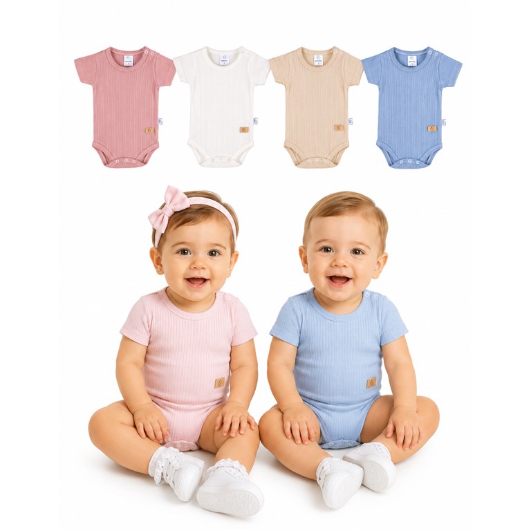 BODY PARA BEBE MANGA CORTA TELA FANTASY. GAMISE