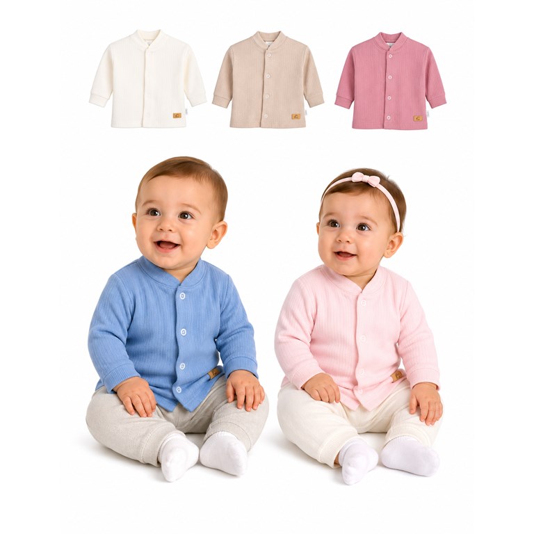 SAQUITO CON BOTONES PARA BEBE, TELA FANTASY. GAMISE