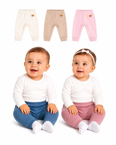 PANTALON CON PUÑO PARA BEBE Y BEBA, TELA FANTASY. GAMISE