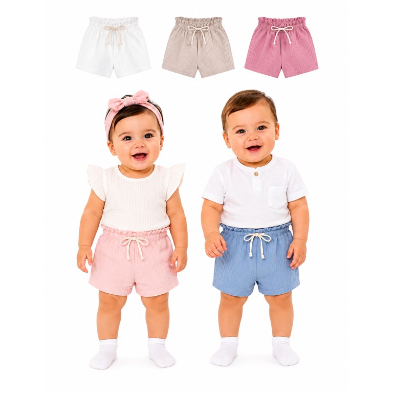 Short bebe de tela panal colores claros gamise