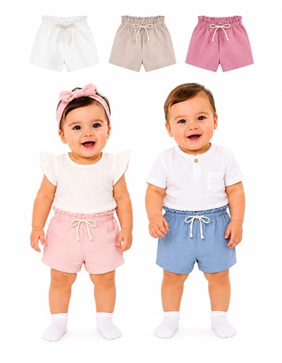Short bebe de tela panal colores claros gamise