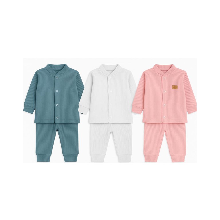 Conjunto de saquito y babucha tela panal colores claros gamise