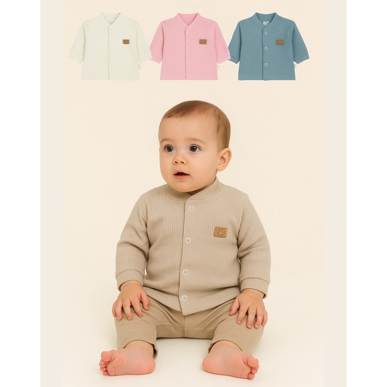 Conjunto de saquito y babucha tela panal colores claros gamise