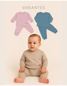 Conjunto de bebe buzo y babucha tela panal gamise