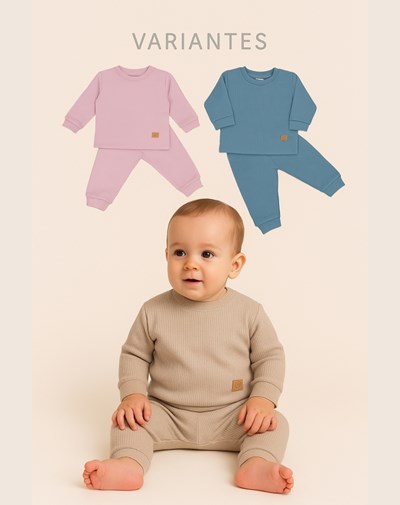 Conjunto de bebe buzo y babucha tela panal gamise
