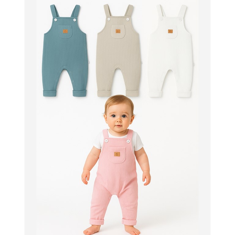 Jardinero largo para bebe tela panal colores claros gamise