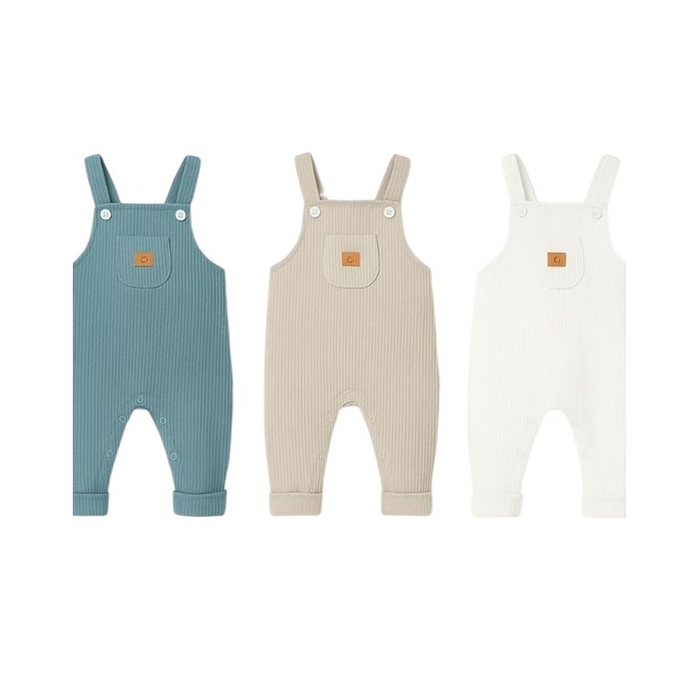 Jardinero largo para bebe tela panal colores claros gamise