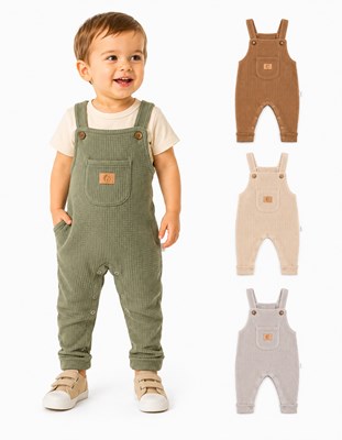 JARDINERO LARGO EN WAFFLE PARA BEBE. GAMISE