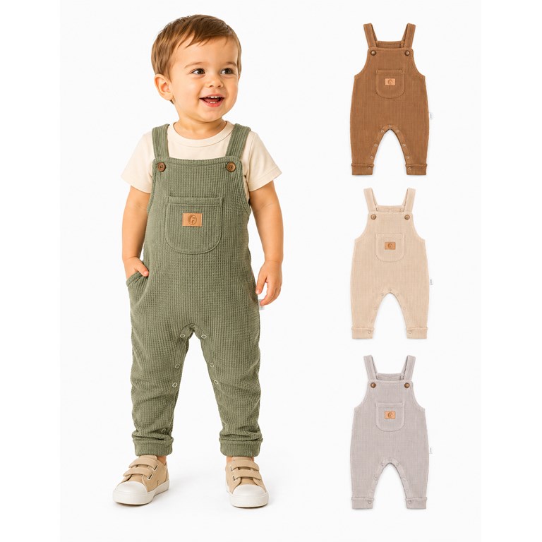 JARDINERO LARGO EN WAFFLE PARA BEBE. GAMISE
