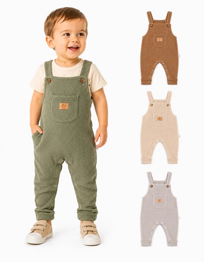 JARDINERO LARGO EN WAFFLE PARA BEBE. GAMISE