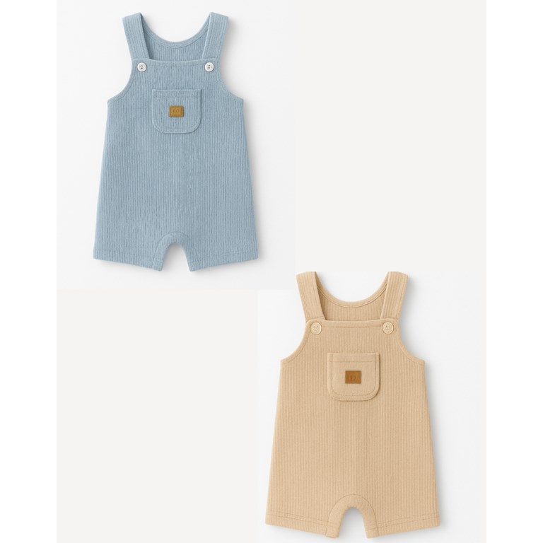Jardinero corto tela waffle para bebe. Gamise