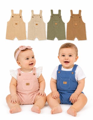 Jardinero corto tela waffle para bebe. Gamise