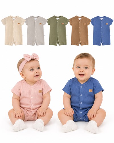Enterito bebe tela waffle  colores claros. Gamise