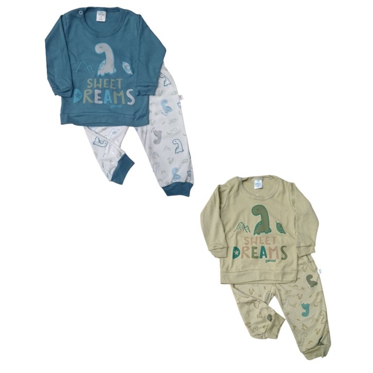 Pijama bebé M/L con estampado. Colores surtidos. Gamisé.