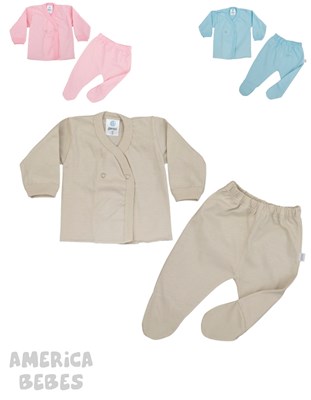 Conjunto Batita M/L y Medio Osito. Linea Suave. Liso Colores surtidos. Gamise.