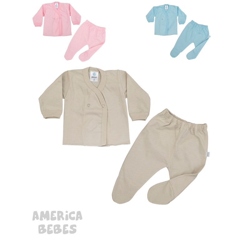 Conjunto Batita M/L y Medio Osito. Linea Suave. Liso Colores surtidos. Gamise.