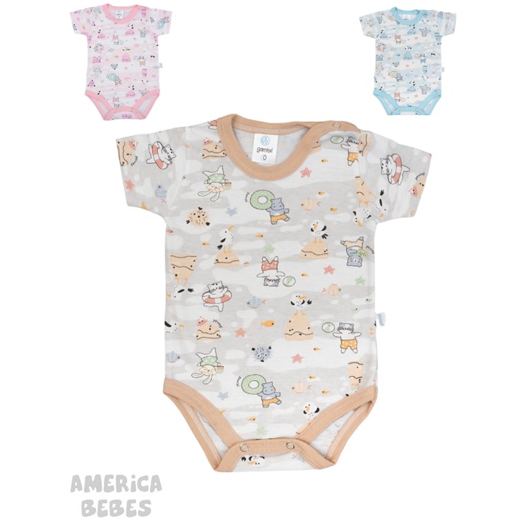 BODY MANGA CORTA ESTAMPADO CAMELLOS COLORES SURTIDOS. GAMISE.