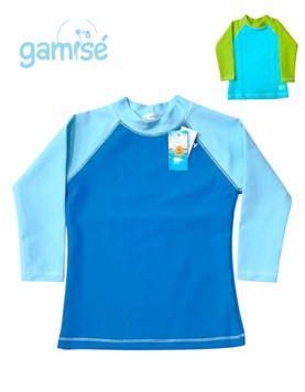 Remera bebe/a manga larga UV+50 combinada. Gamise