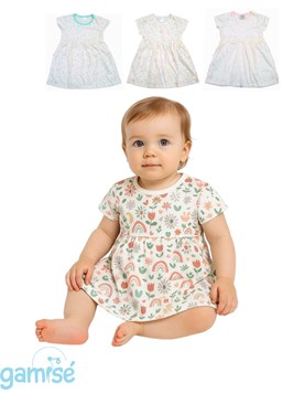 VESTIDO PARA BEBA MANGA CORTA ESTAMPADO FLORES GAMISE